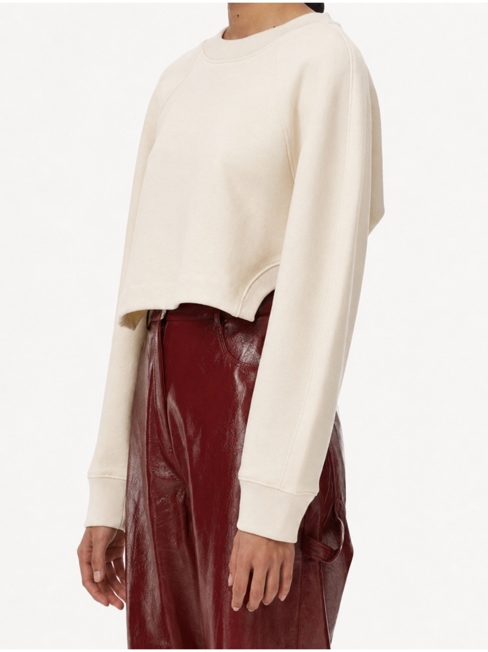 TIBI Cropped Cream Sweatshirt size Large